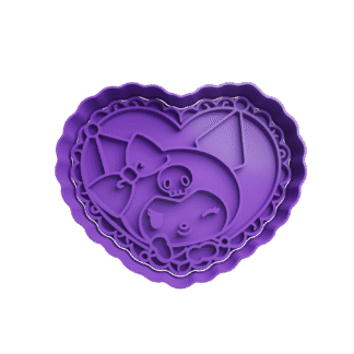 Kuromi En Corazon Con Encaje Cortante Para Galletitas