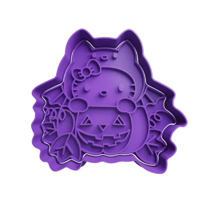 Hello Kitty Murcielago Halloween Cortante Para Galletitas push kitty en calabaza de halloween copia