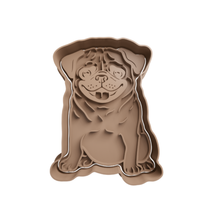 Perro Pug Sentado Cortante Para Galletitas push perro mascota pug copia