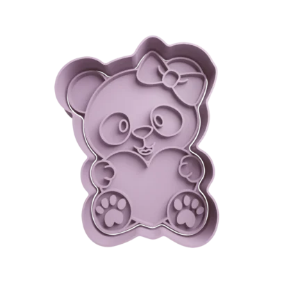 Oso Panda San Valentin Cortante Para Galletitas