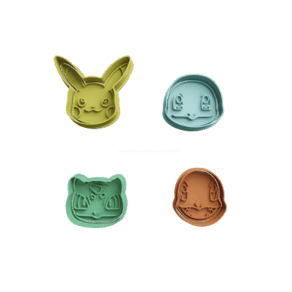 Set Pokémon Cabezas 5cm Cortantes Para Galletitas
