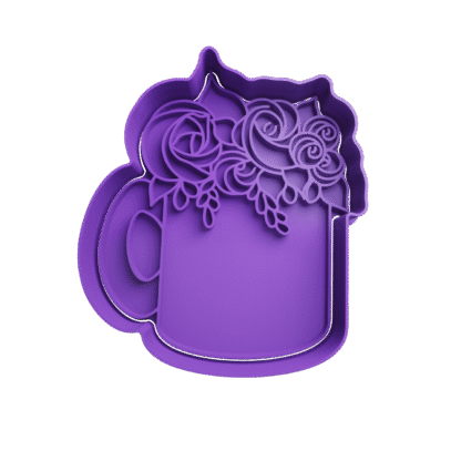 Taza Con Flores Dia Del Maestro Cortante Para Galletitas