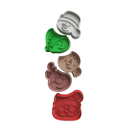 Set Cabezas Navidad Cortante Para Galletitas