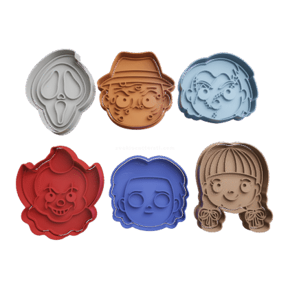 Set Cabezas Personajes Halloween Cortante Para Galletitas
