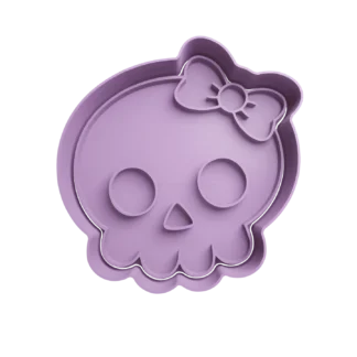Craneo Con Moño Halloween Cortante Para Galletitas