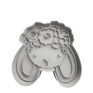 Conejo Con Flores Pascua Cortante Para Galletitas