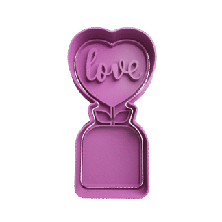 Corazon Love En Maceta San Valentin Cortante Para Galletitas