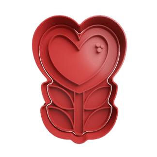 Flor Con Forma De Corazon San Valentin Cortante Para Galletitas