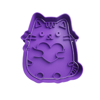 Gatito Con Corazon San Valentin Cortante Para Galletitas