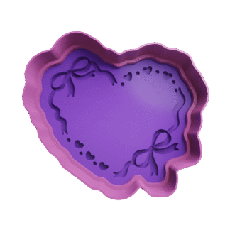 Corazon con Moños Cortante de Galletitas Efecto 3D