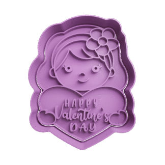 Niña Con Corazon Happy Valentines Day Cortante Para Galletitas