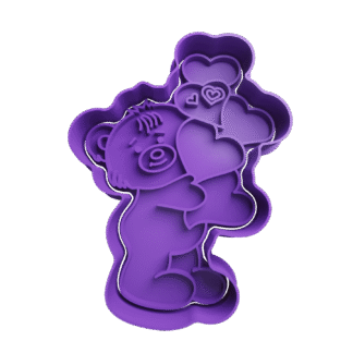 Osito Con Corazones San Valentin Cortante Para Galletitas