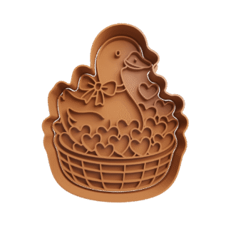 Pato En Canasta San Valentin Cortante Para Galletitas