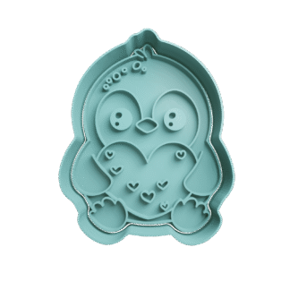 Pinguino Con Corazon San Valentin Cortante Para Galletitas