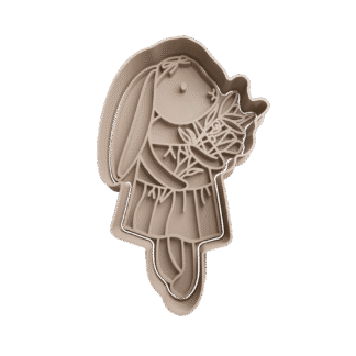 Conejo Sosteniendo Flores Pascua Cortante Para Galletitas