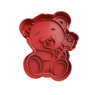 Osito De Peluche con Rosa Cortante Para Galletitas