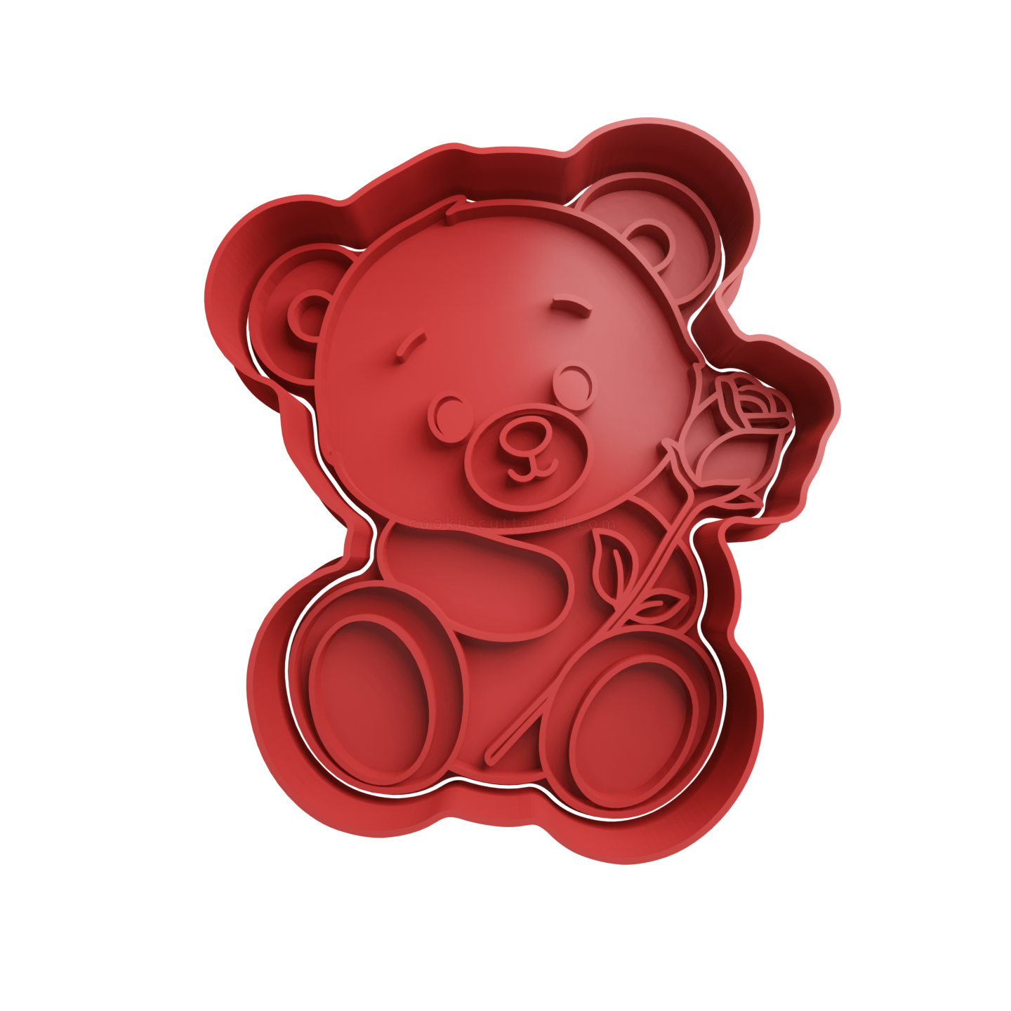 Osito De Peluche con Rosa Cortante Para Galletitas 1 Cortantes Para Galletitas Osito De Peluche con Rosa Cortante Para Galletitas