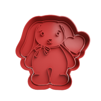 Conejo Parado Con Corazon Cortante Para Galletitas