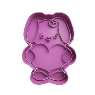 Conejo Sosteniendo Corazon Cortante Para Galletitas