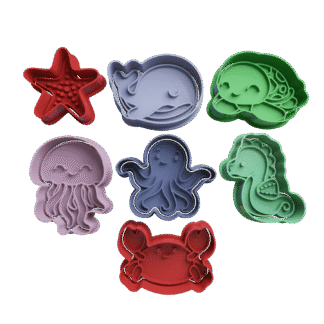Set De Animales Marinos Mini Cortantes Para Galletitas