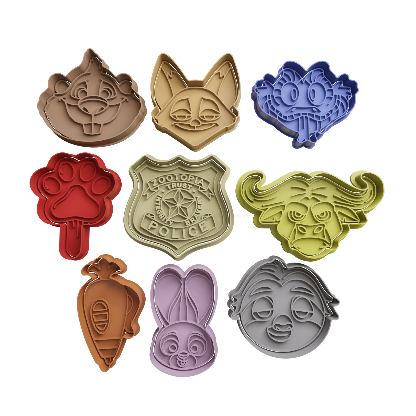 Set Zootopia Cortantes Para Galletitas 1 Cortantes Para Galletitas Set Zootopia Cortantes Para Galletitas